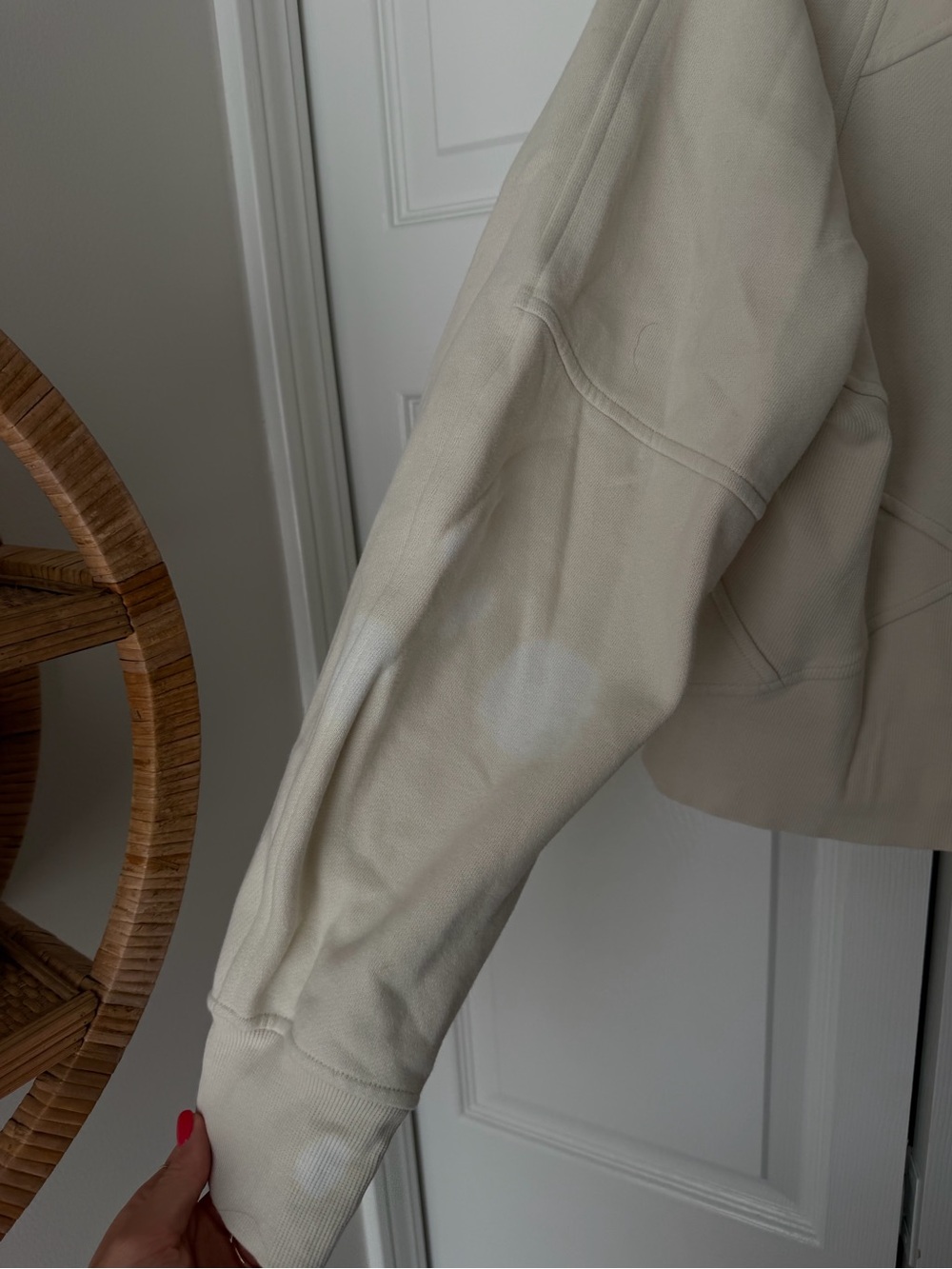 BLEACH RUINED- lululemon athletica Cream Logo Cropped Sweatshirt - Picture 2 of 5